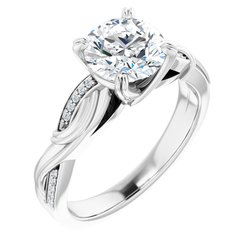 Sculptural-Style Accented Engagement Ring
